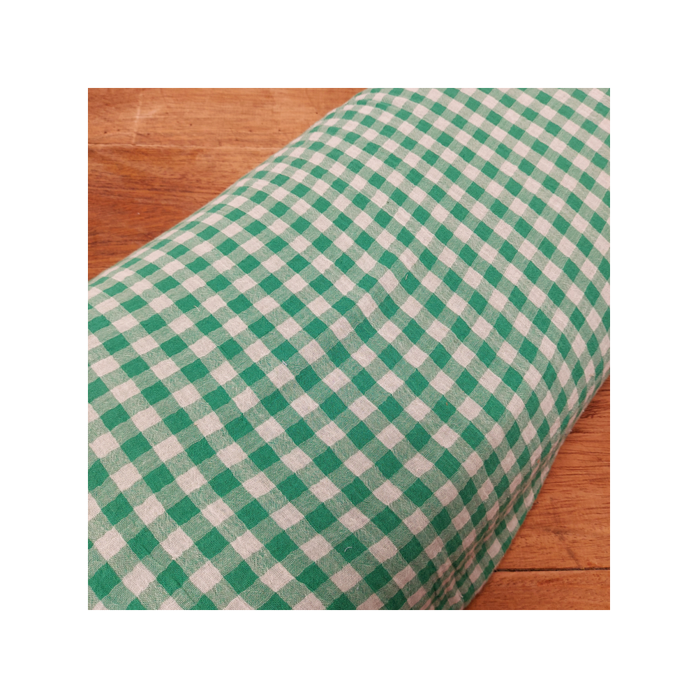 Tissu double gaze vichy coloris vert 1 cm