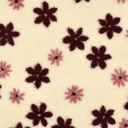 Tissu teddy sherpa imprimé fleurs coloris écru