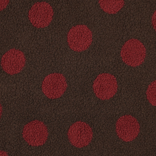 Tissu teddy sherpa imprimé pois coloris choco
