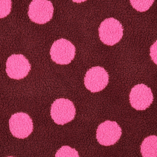 Tissu teddy sherpa imprimé pois coloris bordeaux