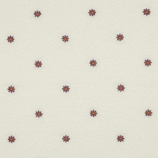 Tissu sherpa brodé marguerites coloris écru