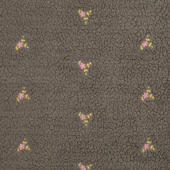 copy of Tissu sherpa brodé fleurs coloris écru