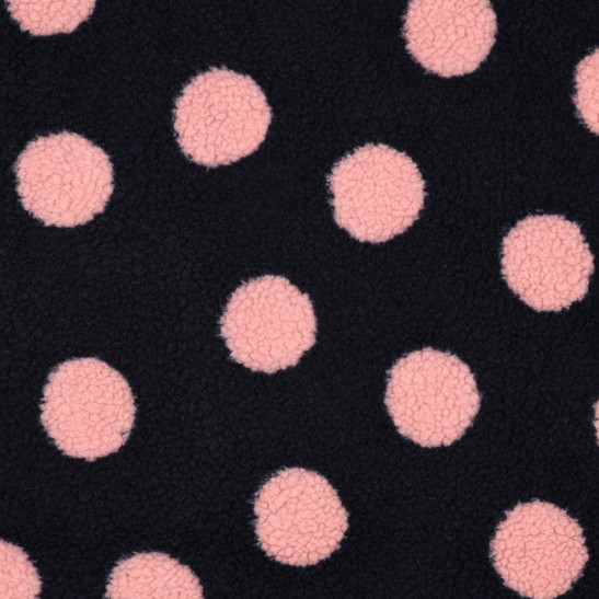 Tissu teddy sherpa imprimé pois coloris bleu marine