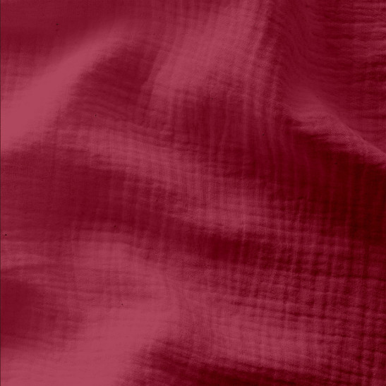Tissu double gaze de coton coloris bordeaux