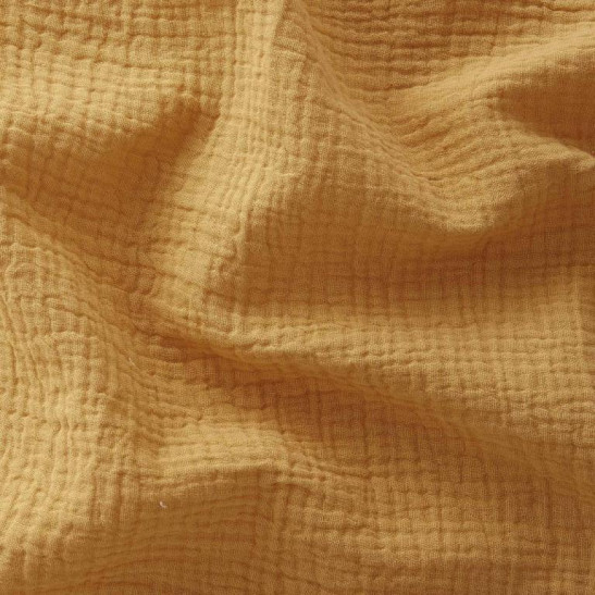 Tissu double gaze de coton coloris moutarde