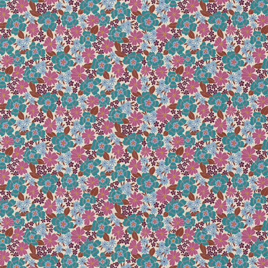 Tissu coton Domotex imprimé Marica coloris paon