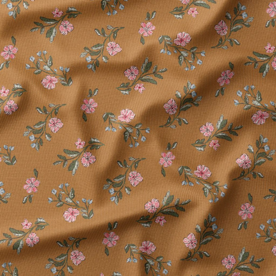 Tissu velours fine côte Domotex imprimé Lina