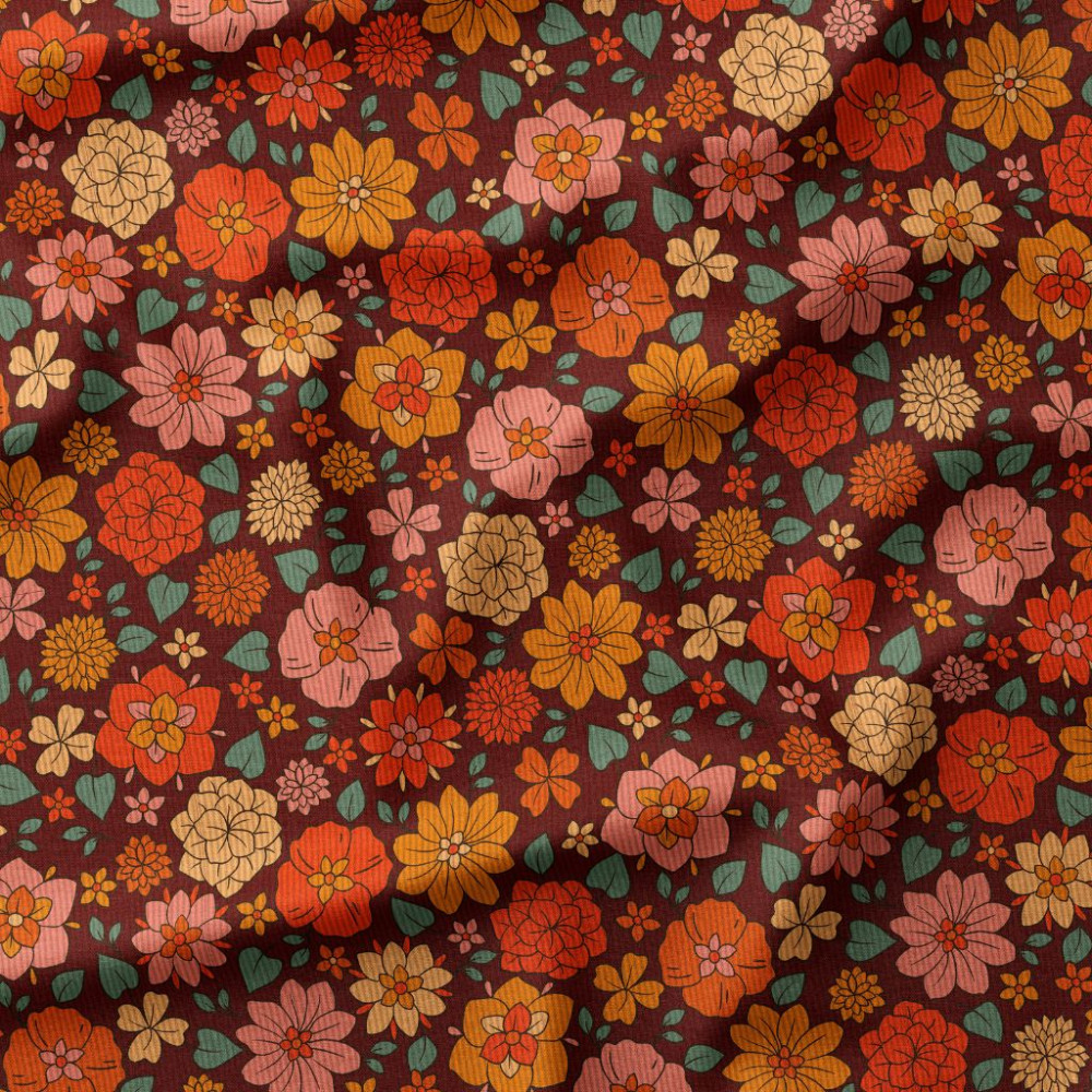 Tissu velours fine côte Domotex imprimé Béatrice