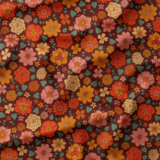 Tissu velours fine côte Domotex imprimé Béatrice