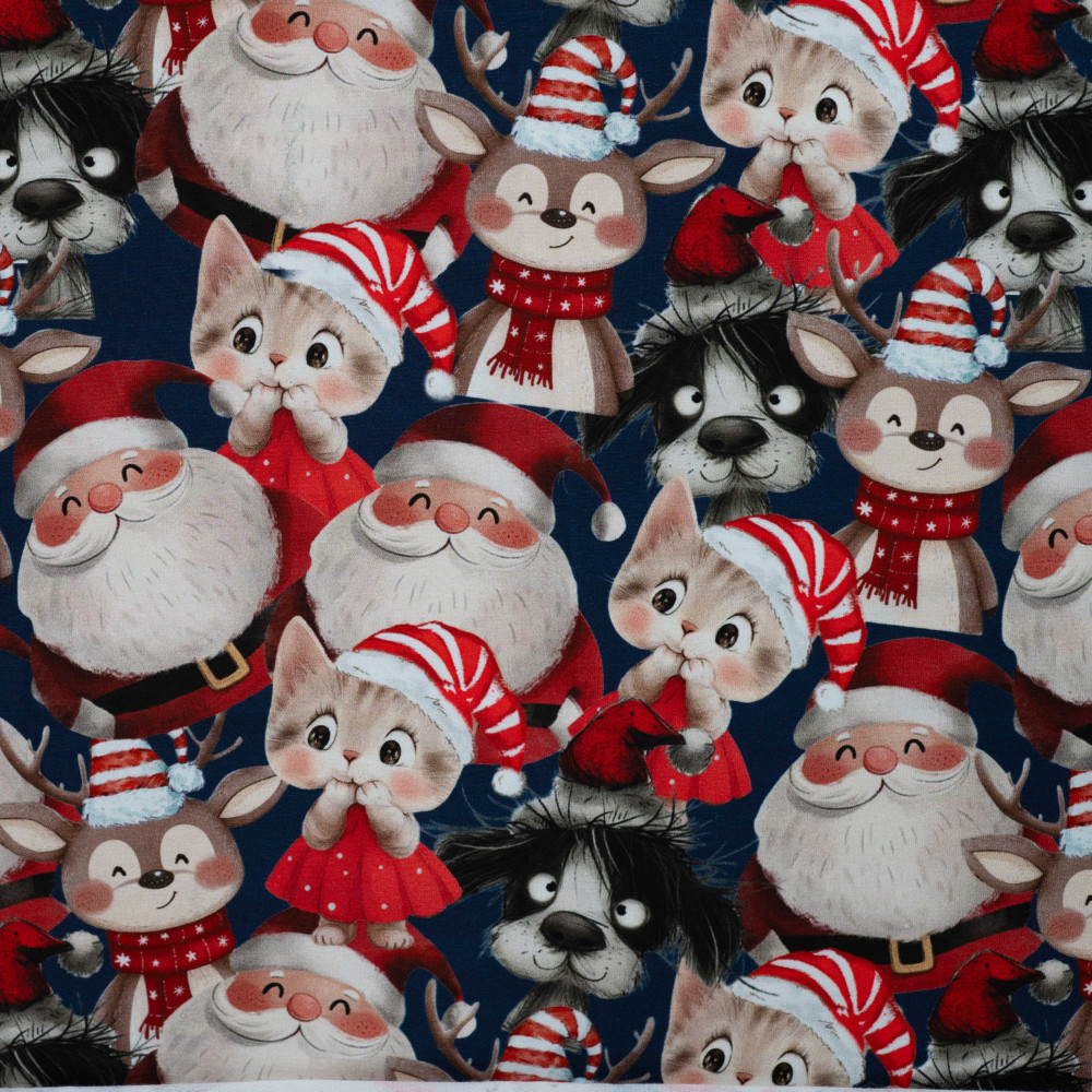 Tissu jersey french terry numérique imprimé Noël