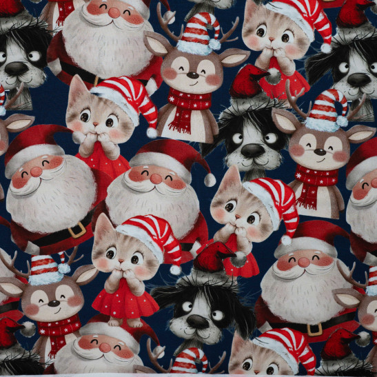 Tissu jersey french terry numérique imprimé Noël