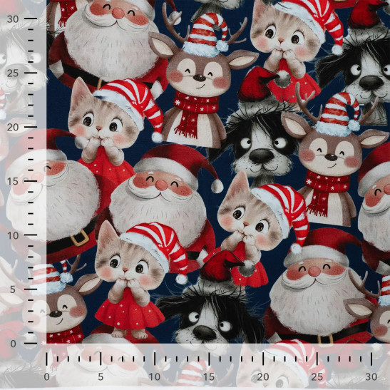 Tissu jersey french terry numérique imprimé Noël