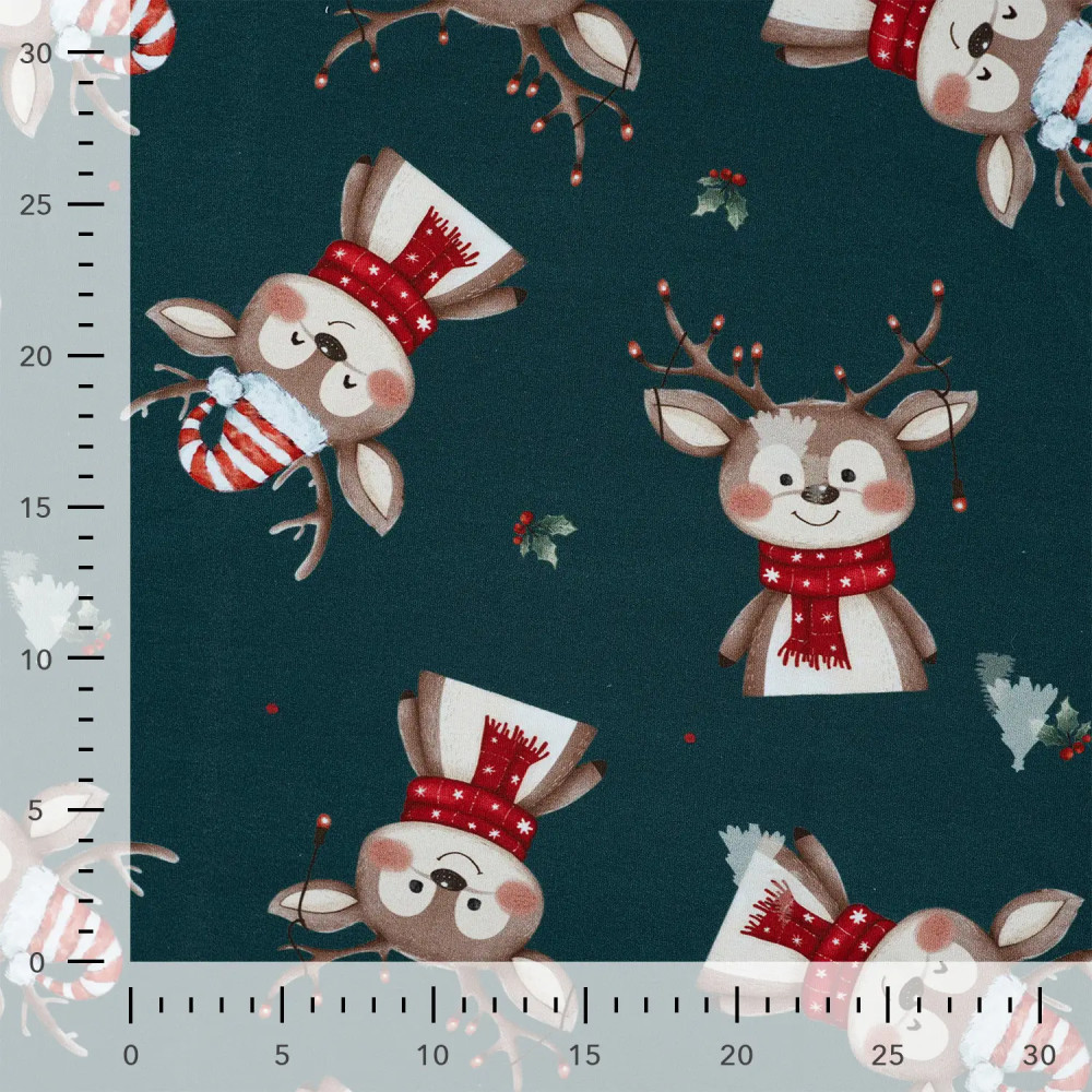 Tissu jersey french terry numérique imprimé élan de Noël