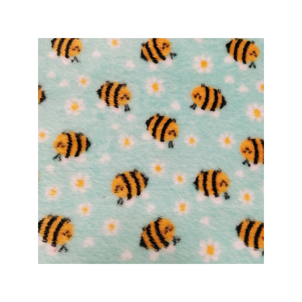 Polar fleece material  printed with bee color green