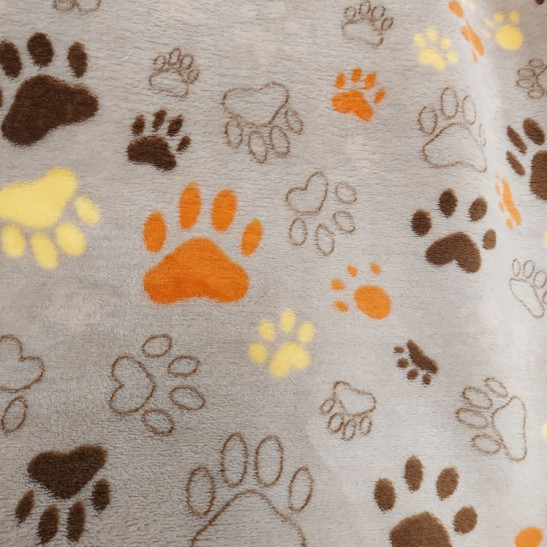 Polar fleece material  printed with paws