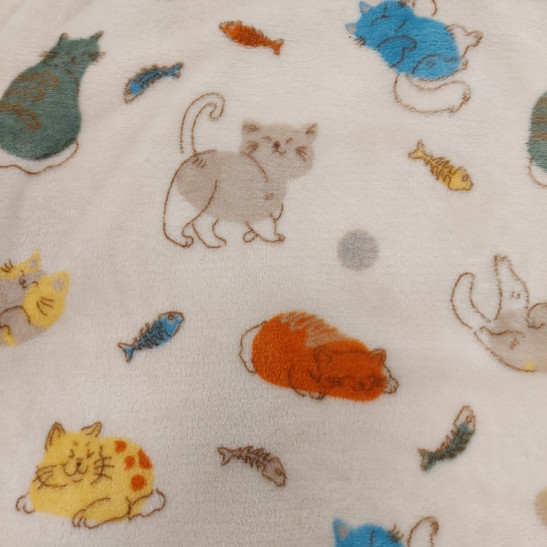 Polar fleece material  printed with cats