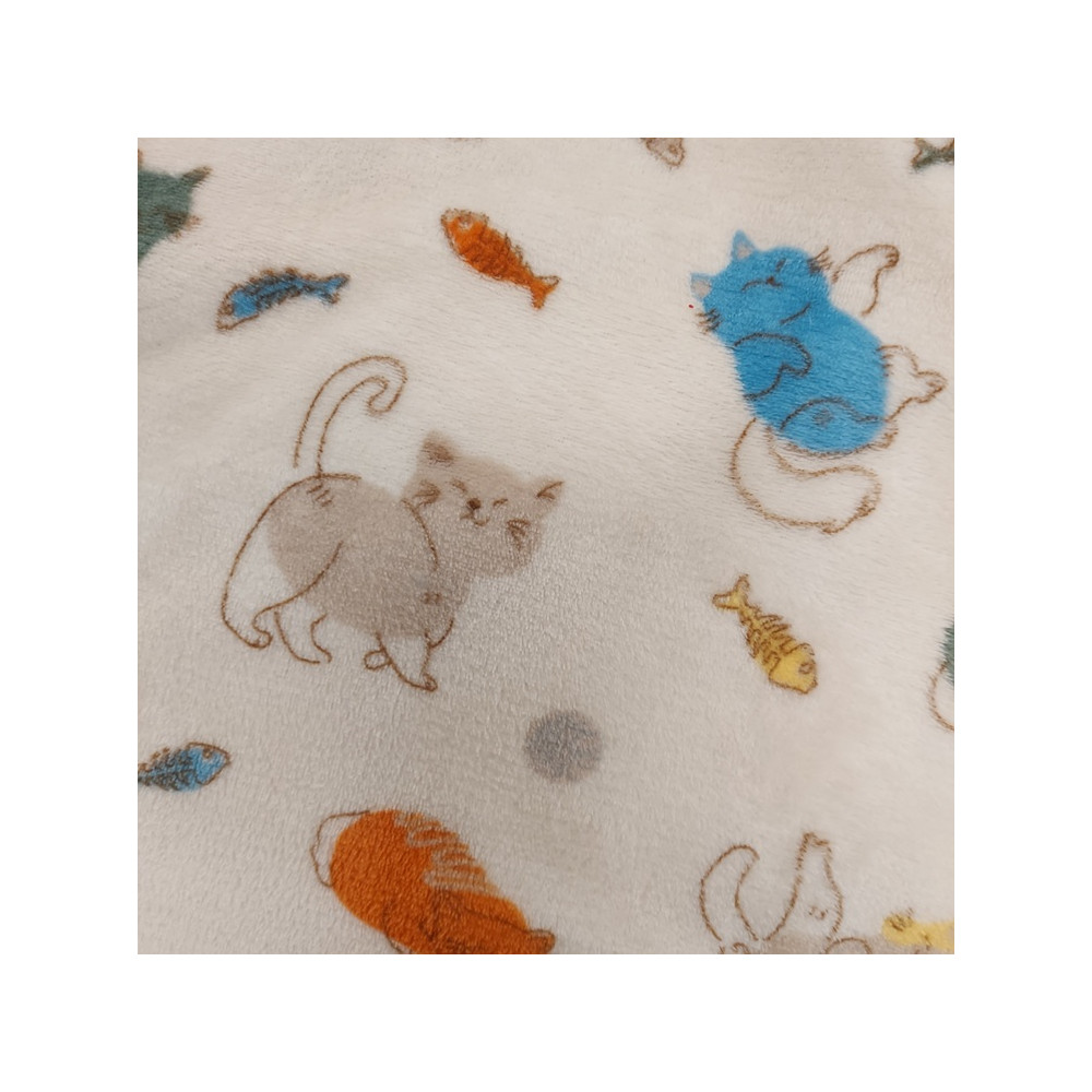 Tissu polaire doudou imprimé chats