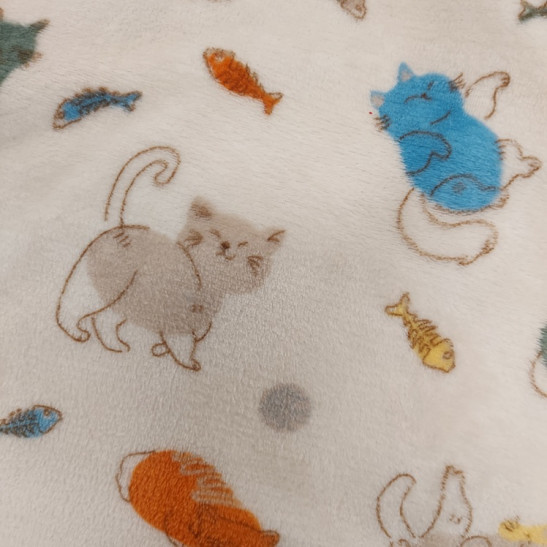 Tissu polaire doudou imprimé chats