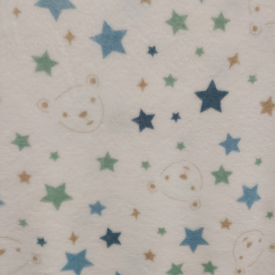 Tissu polaire doudou imprimé oursons et étoiles