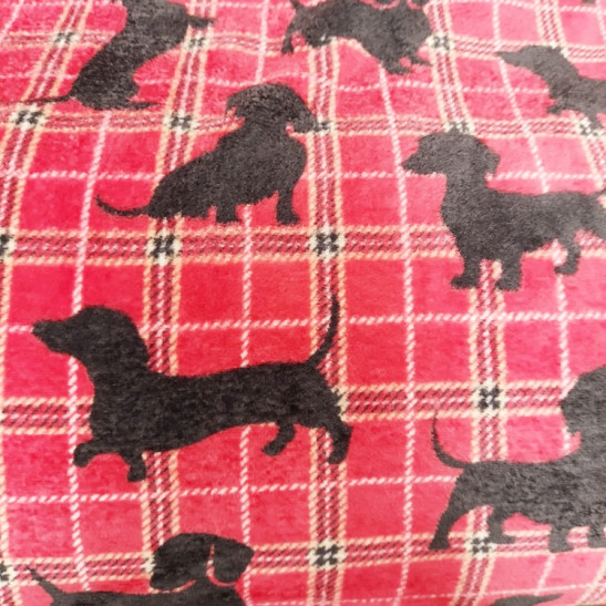Tissu polaire doudou imprimé Teckel