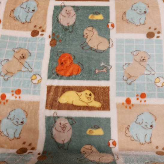 Polar fleece material  printed with puppies