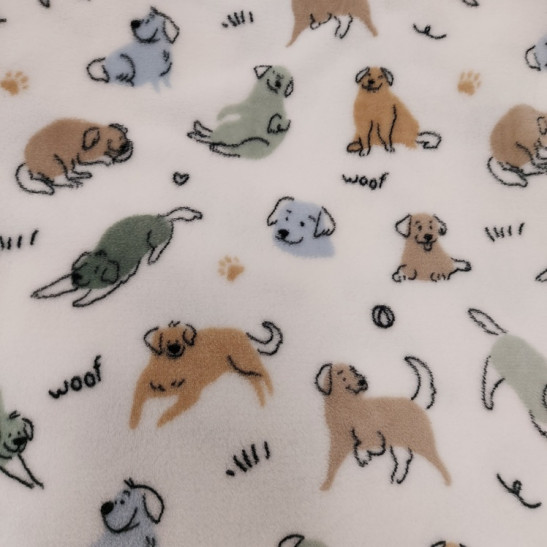 Tissu polaire doudou imprimé chiens