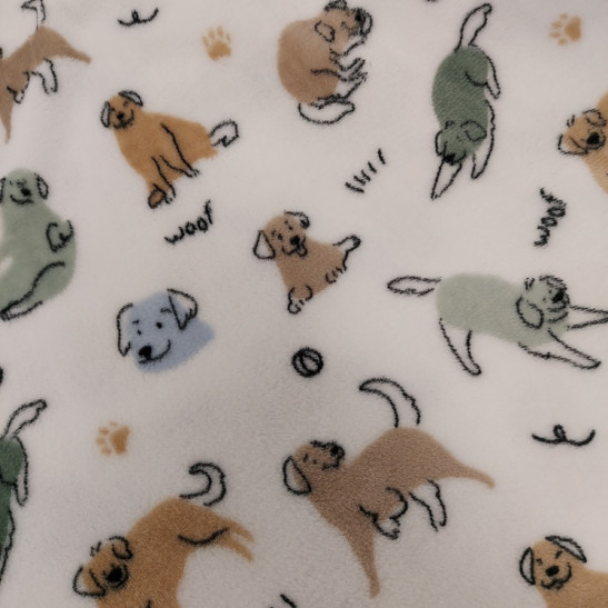 Tissu polaire doudou imprimé chiens
