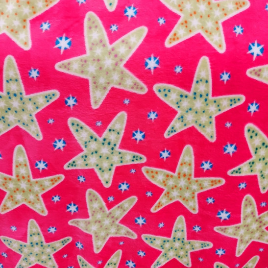 Polar fleece material  printed with starfish