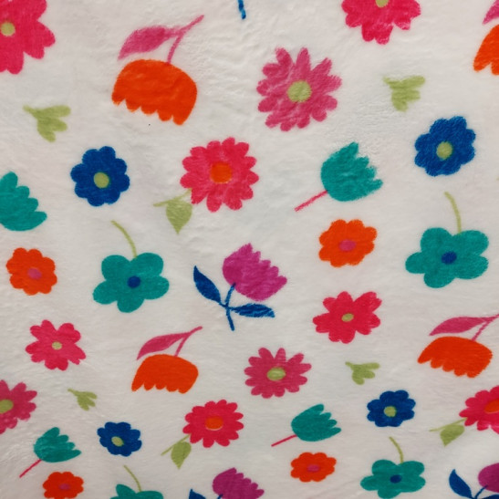 Tissu polaire doudou imprimé tulipes