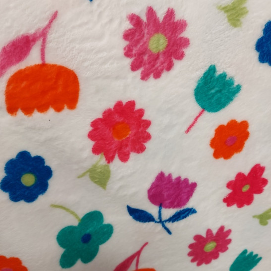 Polar fleece material  printed with tulips