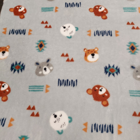Tissu polaire doudou imprimé Goupi
