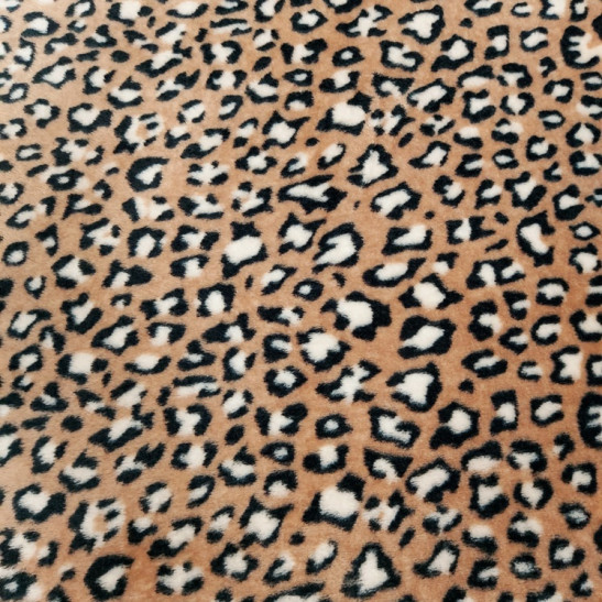 Polar fleece material  printed with leopard color beige