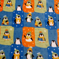 Tissu polaire doudou imprimé pingouins
