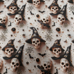 Tissu Halloween coton digital effet 3 D imprimé têtes de mort