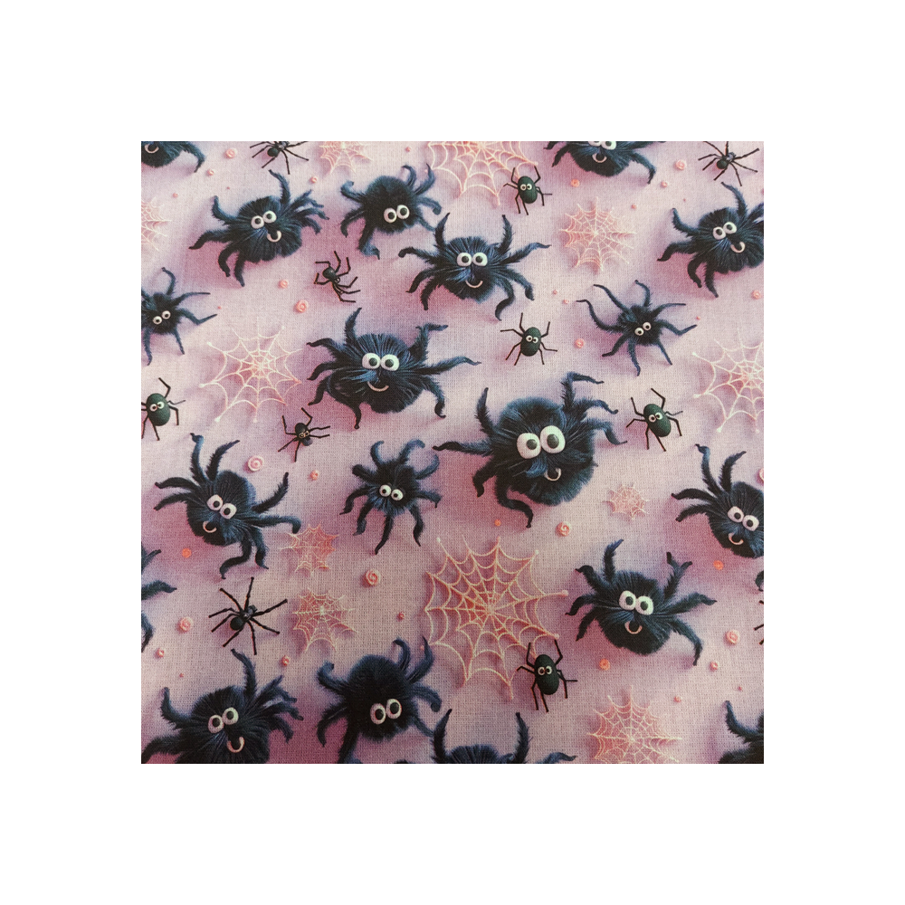 Tissu Halloween coton digital effet 3 D imprimé araignées