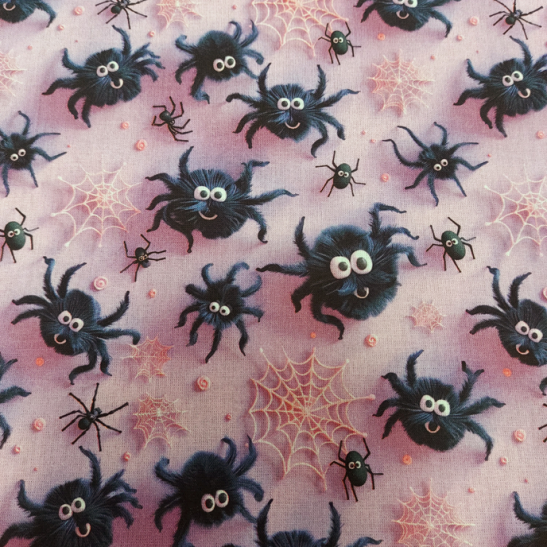 Tissu Halloween coton digital effet 3 D imprimé araignées
