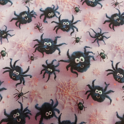 Tissu Halloween coton digital effet 3 D imprimé araignées