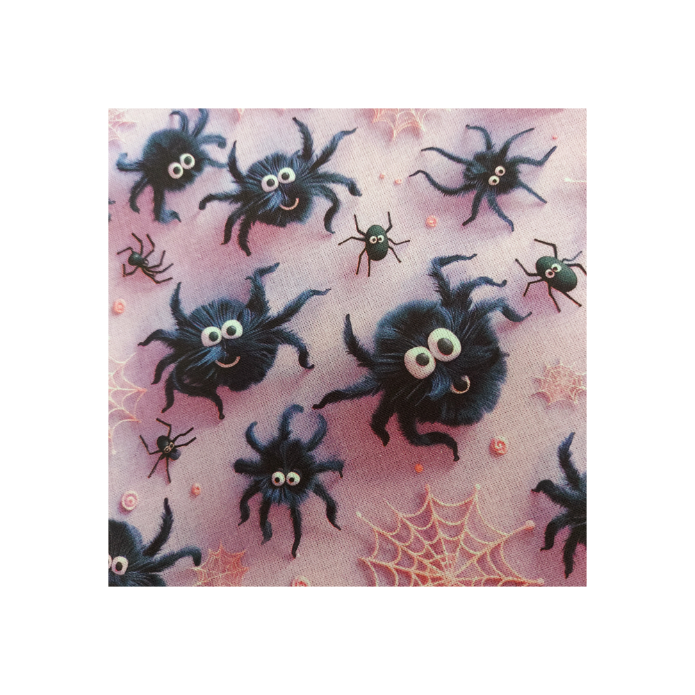 Tissu Halloween coton digital effet 3 D imprimé araignées