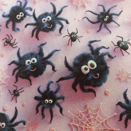 Tissu Halloween coton digital effet 3 D imprimé araignées