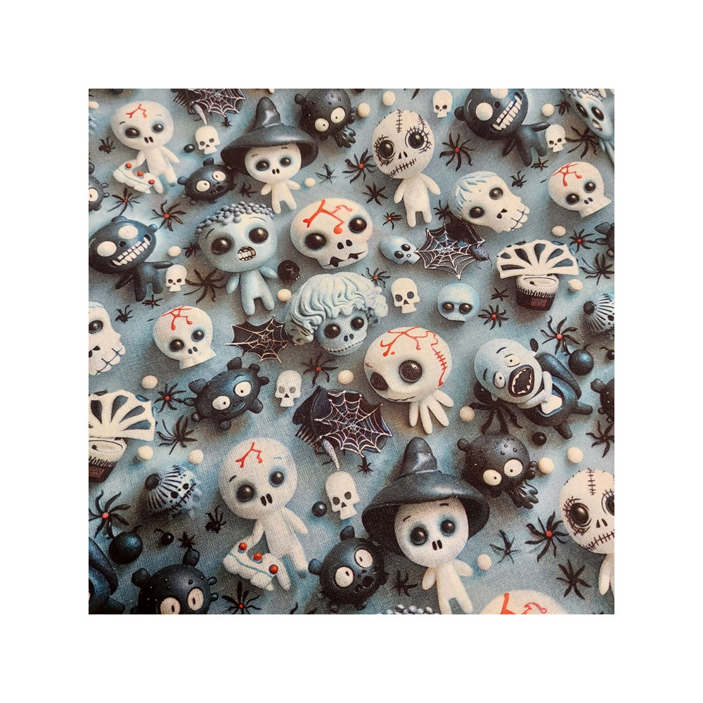 Halloween cotton material 3 D digital  print with monsters