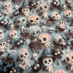 Tissu Halloween coton digital effet 3 D imprimé monstres