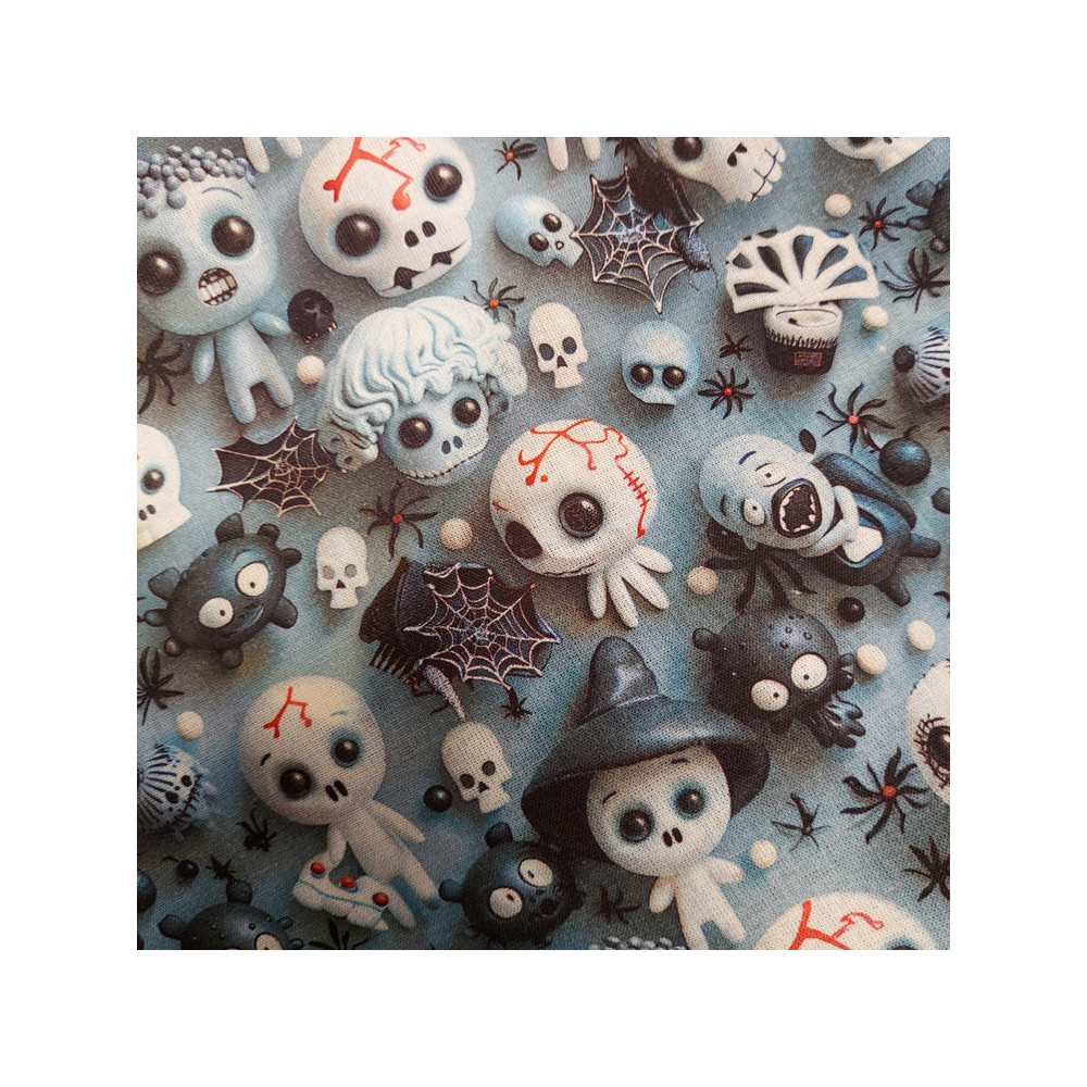 Tissu Halloween coton digital effet 3 D imprimé monstres