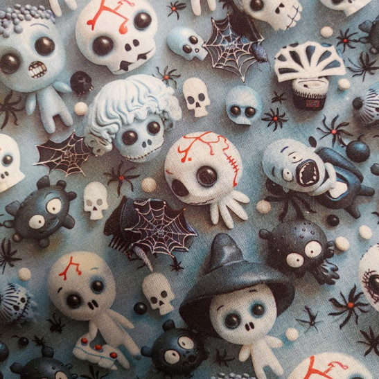 Tissu Halloween coton digital effet 3 D imprimé monstres
