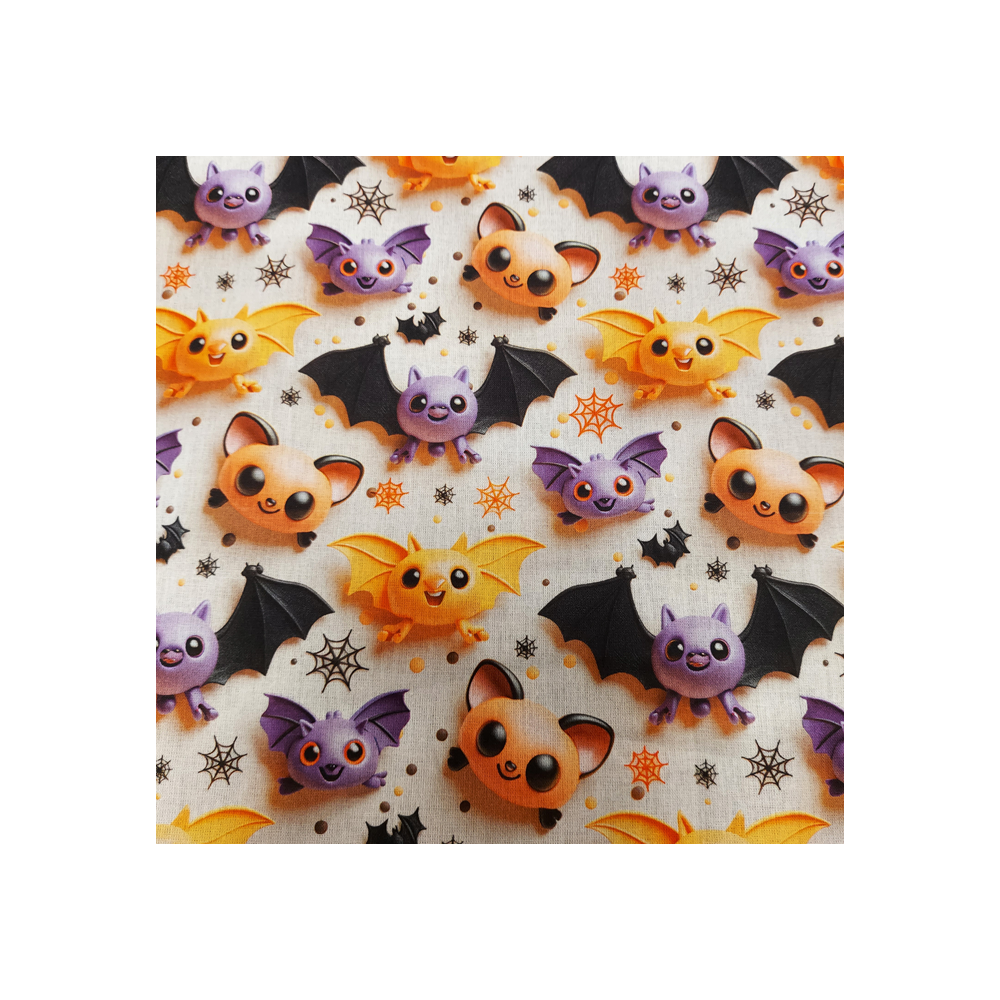 Tissu Halloween coton digital effet 3 D imprimé chauves-souris