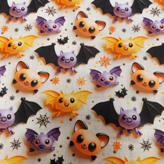 Halloween cotton material 3 D digital  print with bats