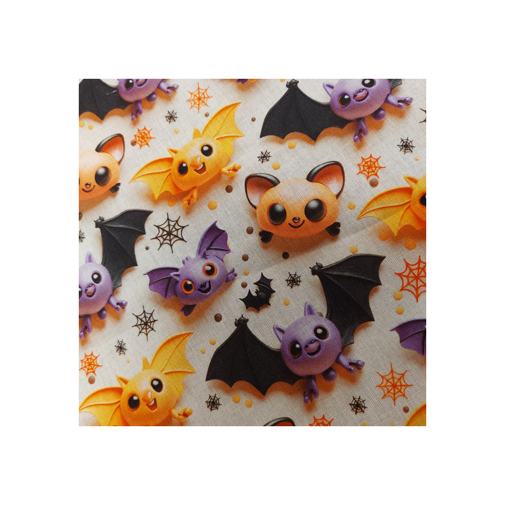 Tissu Halloween coton digital effet 3 D imprimé chauves-souris