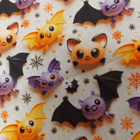 Tissu Halloween coton digital effet 3 D imprimé chauves-souris