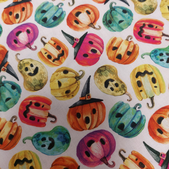 Halloween cotton material digital  print with pumpkins