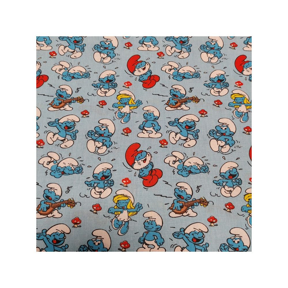 cotton material printed with Smurfs