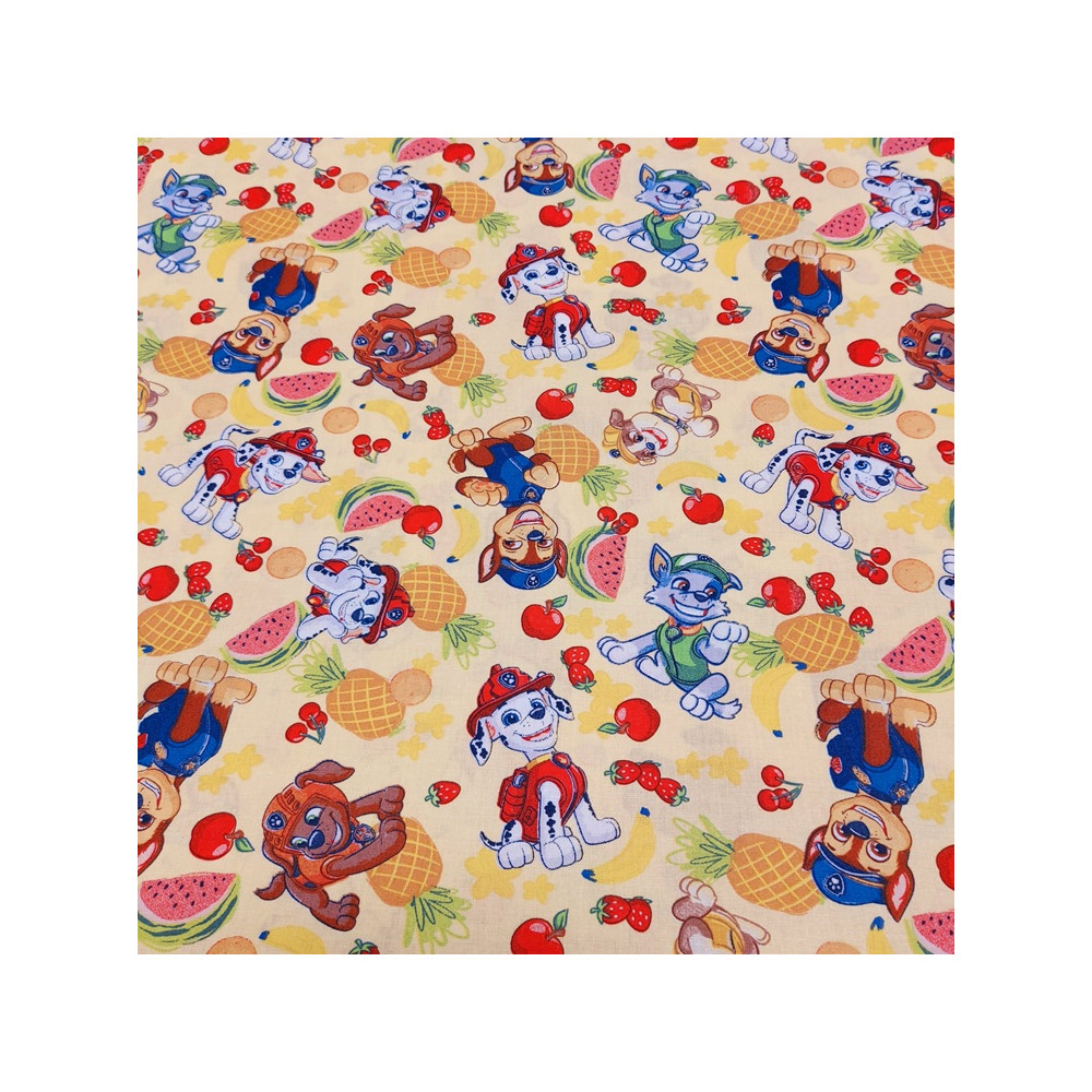 Tissu coton Pat Patrouille coloris jaune